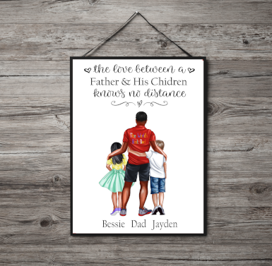Father & Children A4 Print, Custom Father and Child Picture